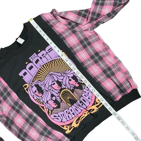 The Doors Band Sweatshirt Flannel Upcycled Top - Picture 5 of 7